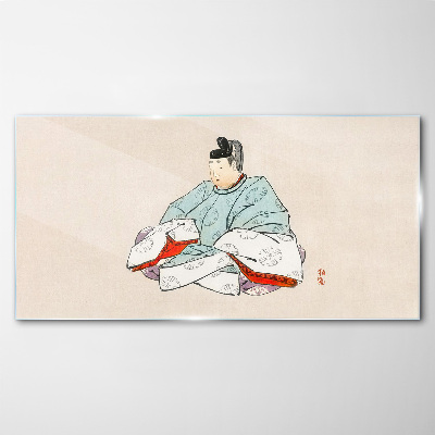 Tableau verre imprimé Artiste japonais en costume traditionnel