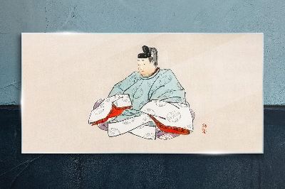 Tableau verre imprimé Artiste japonais en costume traditionnel