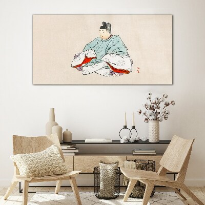 Tableau verre imprimé Artiste japonais en costume traditionnel