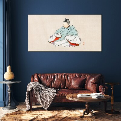 Tableau verre imprimé Artiste japonais en costume traditionnel