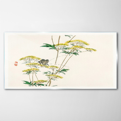 Tableau en verre Harmonie florale avec un papillon