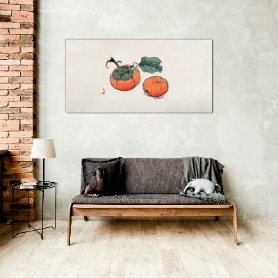 Tableau sur verre Kakis sur fond clair