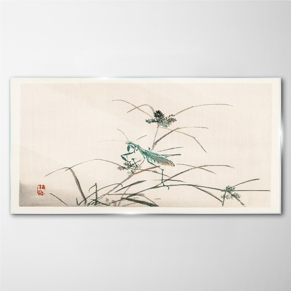 Tableau verre imprimé Papillon sur l'herbe