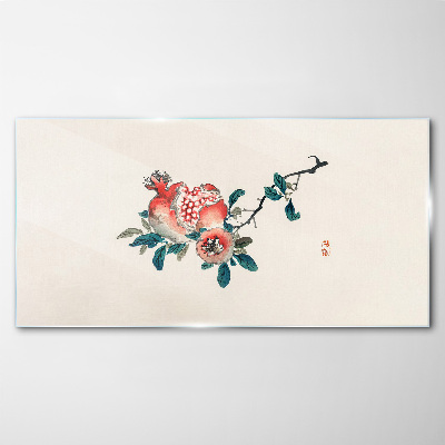 Tableau en verre Composition florale à la grenade