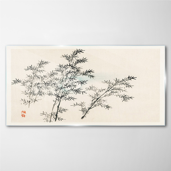 Tableau en verre Reflets de bambou aux nuances délicates