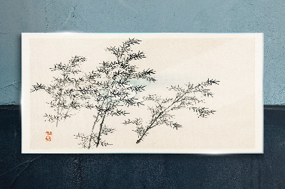 Tableau en verre Reflets de bambou aux nuances délicates