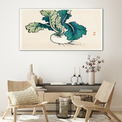 Tableau sur verre Radis vert sur fond clair