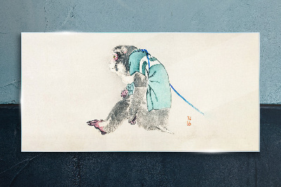 Tableau imprimé sur verre Un singe en costume vert