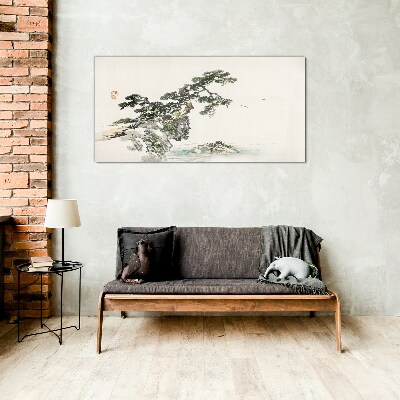 Tableau verre imprimé Un paysage paisible avec un pin