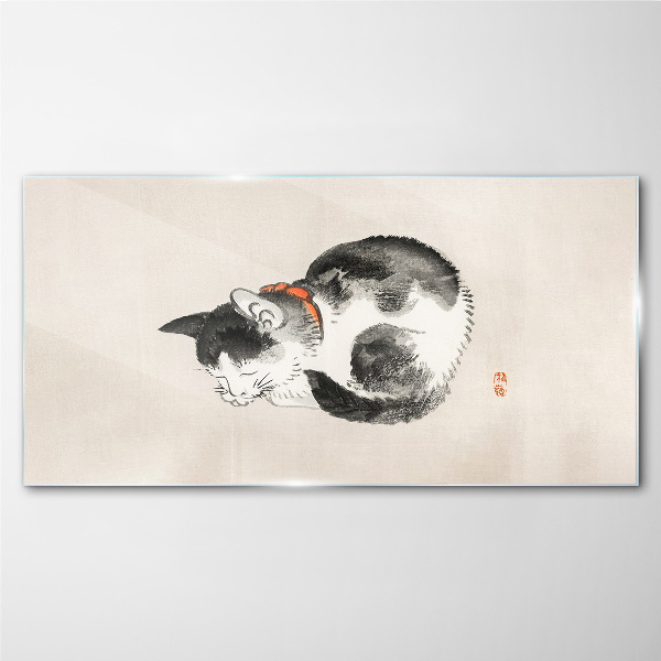 Tableau imprimé sur verre Chat endormi