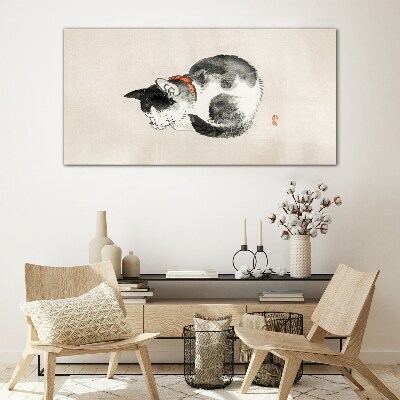 Tableau imprimé sur verre Chat endormi