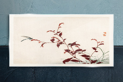 Tableau en verre Branches fines avec une libellule