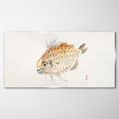 Tableau sur verre Poisson rouge sur fond blanc