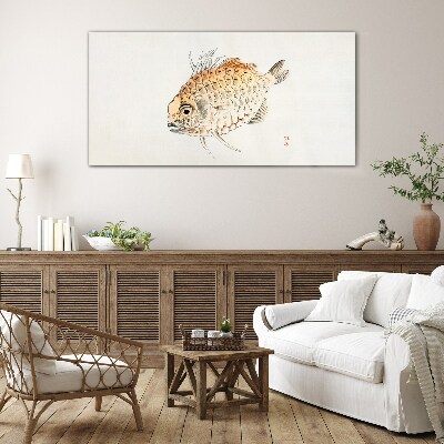 Tableau sur verre Poisson rouge sur fond blanc