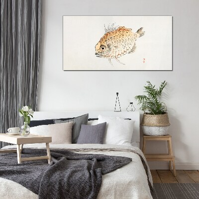 Tableau sur verre Poisson rouge sur fond blanc