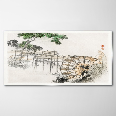 Tableau imprimé sur verre La paix au moulin à eau