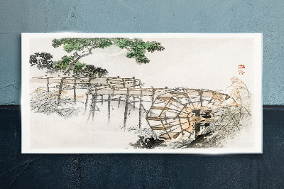 Tableau imprimé sur verre La paix au moulin à eau