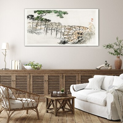 Tableau imprimé sur verre La paix au moulin à eau