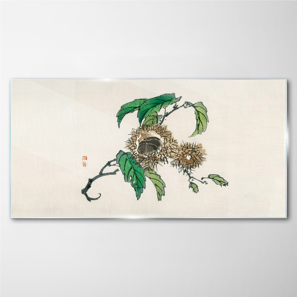 Tableau verre imprimé Branche de châtaignier avec des feuilles
