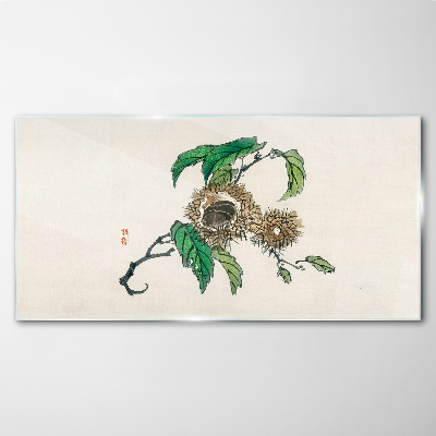 Tableau verre imprimé Branche de châtaignier avec des feuilles