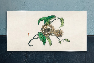 Tableau verre imprimé Branche de châtaignier avec des feuilles