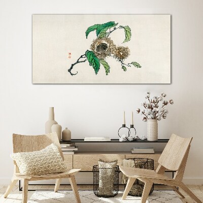 Tableau verre imprimé Branche de châtaignier avec des feuilles