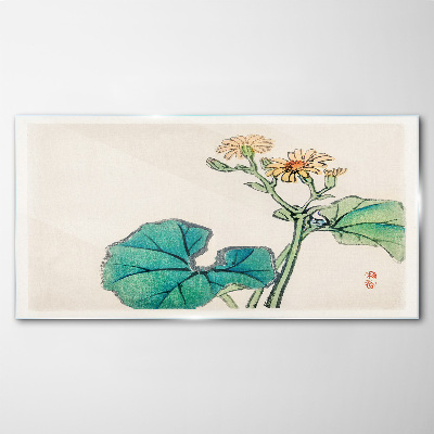 Tableau sur verre Fleurs et feuilles de lotus