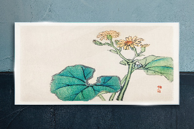 Tableau sur verre Fleurs et feuilles de lotus