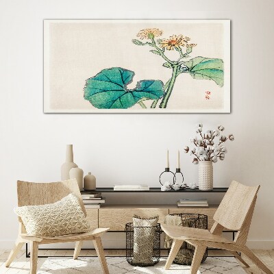 Tableau sur verre Fleurs et feuilles de lotus