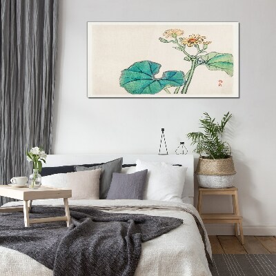 Tableau sur verre Fleurs et feuilles de lotus