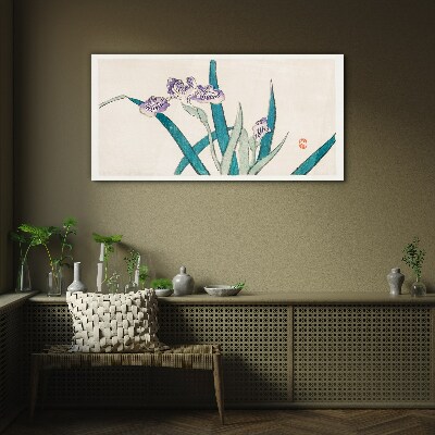 Tableau verre imprimé Fleurs d'iris sur fond clair