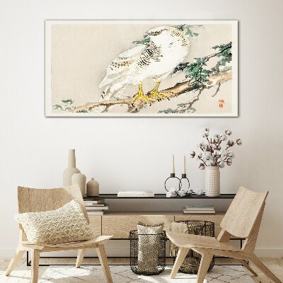 Tableau sur verre Faucon sur une branche
