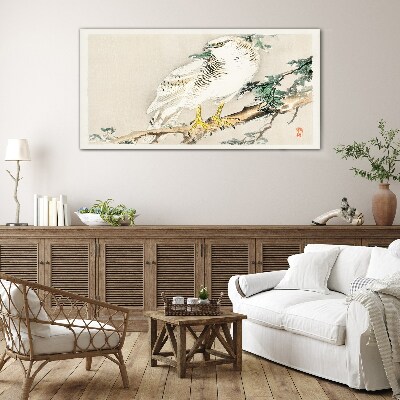 Tableau sur verre Faucon sur une branche