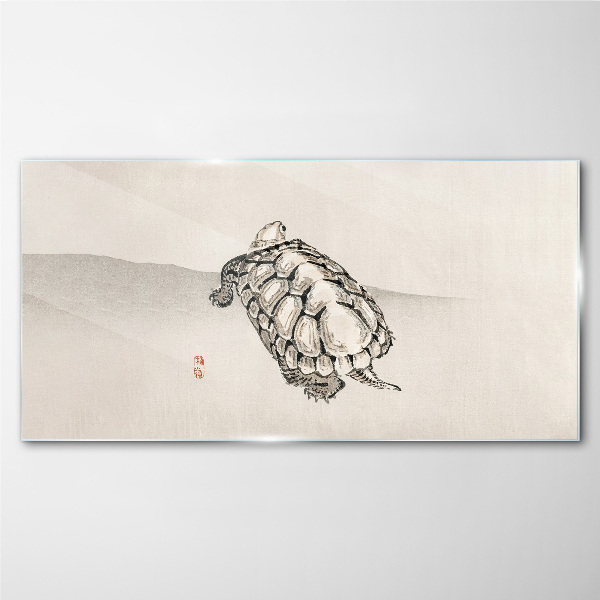 Tableau verre imprimé Tortue sur un fond minimaliste