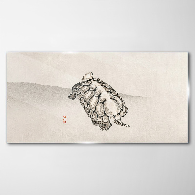 Tableau verre imprimé Tortue sur un fond minimaliste