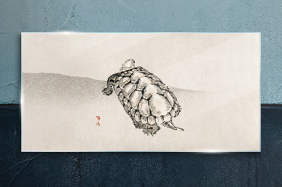Tableau verre imprimé Tortue sur un fond minimaliste