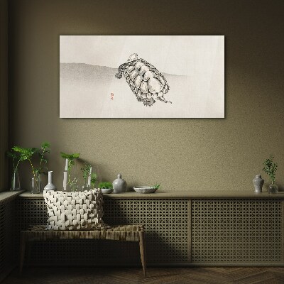 Tableau verre imprimé Tortue sur un fond minimaliste