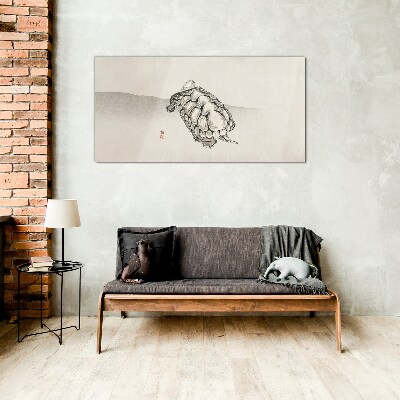 Tableau verre imprimé Tortue sur un fond minimaliste