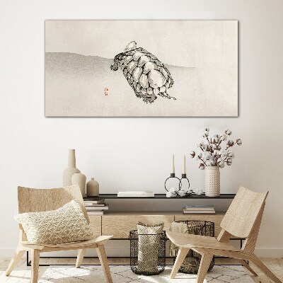 Tableau verre imprimé Tortue sur un fond minimaliste