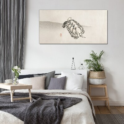 Tableau verre imprimé Tortue sur un fond minimaliste
