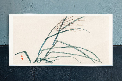 Tableau en verre Feuilles d'herbe délicates