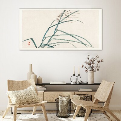 Tableau en verre Feuilles d'herbe délicates