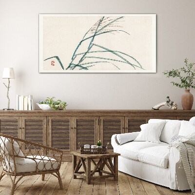 Tableau en verre Feuilles d'herbe délicates