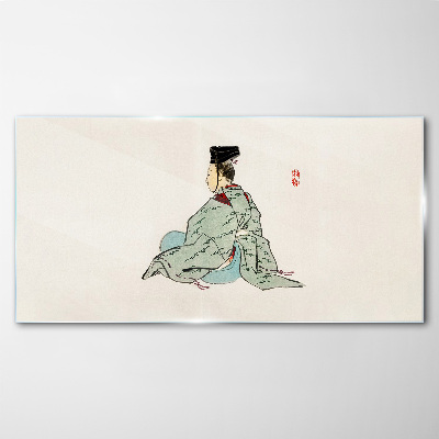 Tableau sur verre Beauté japonaise en kimono traditionnel