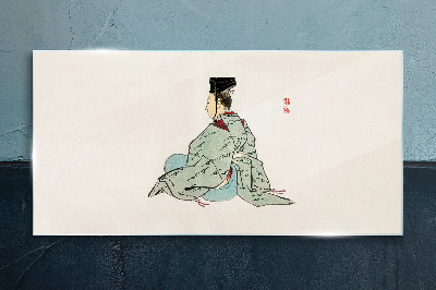 Tableau sur verre Beauté japonaise en kimono traditionnel