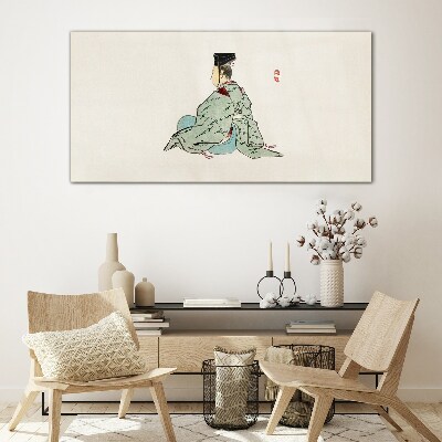 Tableau sur verre Beauté japonaise en kimono traditionnel