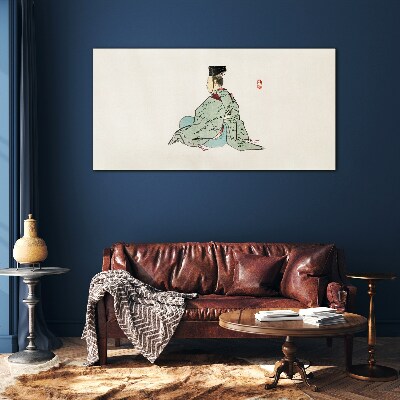 Tableau sur verre Beauté japonaise en kimono traditionnel