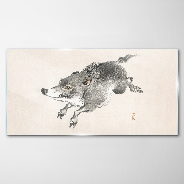 Tableau imprimé sur verre Sanglier courant