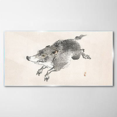 Tableau imprimé sur verre Sanglier courant