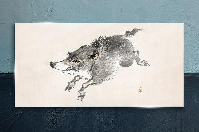 Tableau imprimé sur verre Sanglier courant